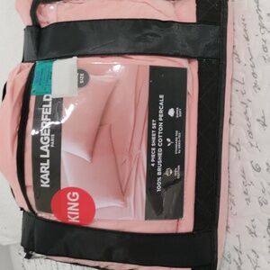 Karl Lagerfeld Soft Pink Brushed Cotton Sheet Set